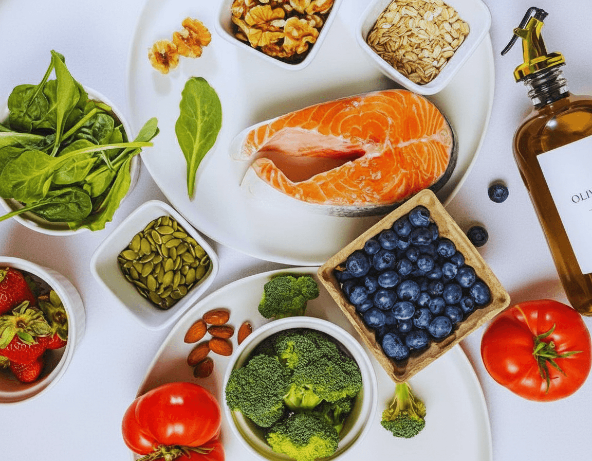 A table with various fruits and vegetables